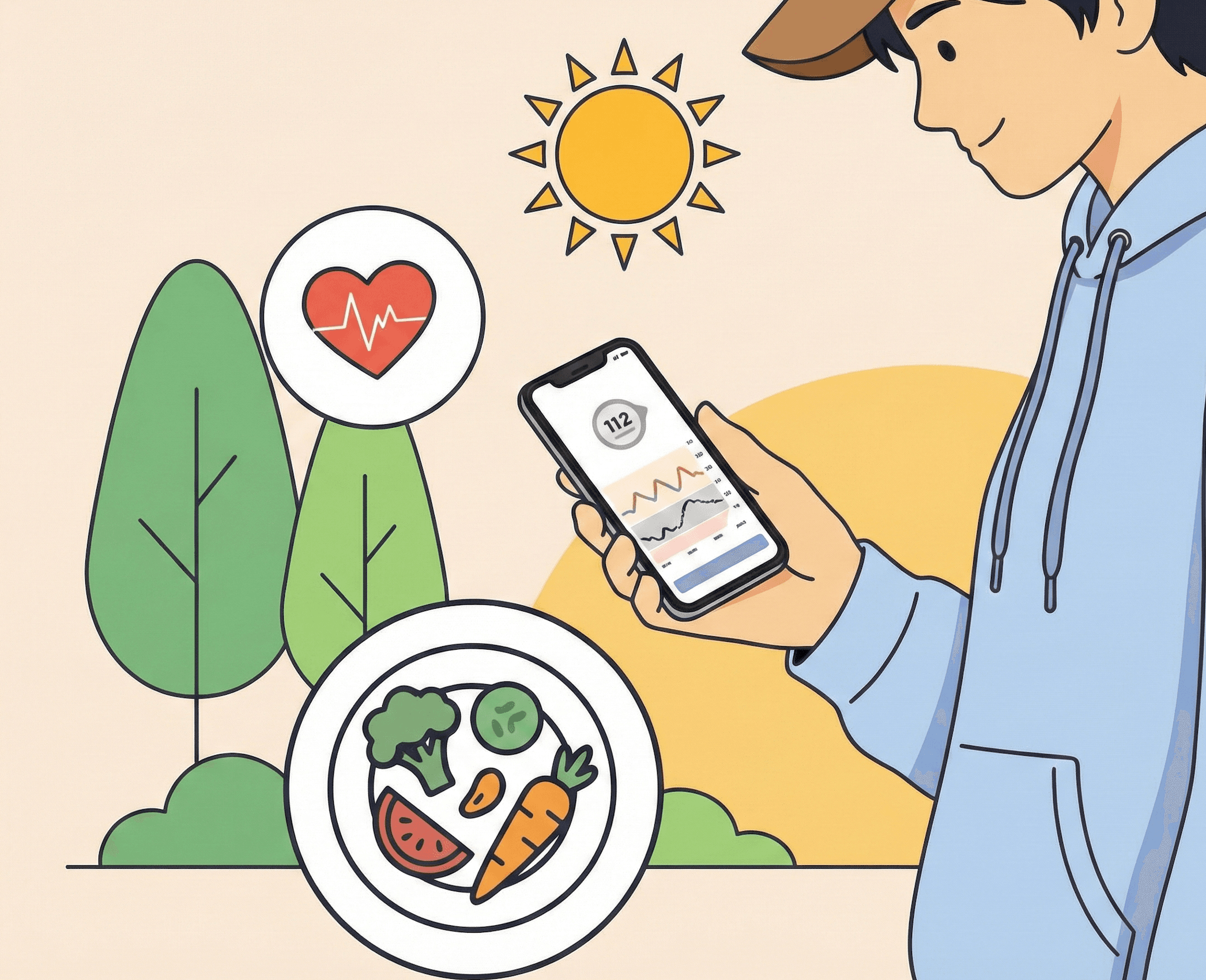 血糖値をチェックする様子